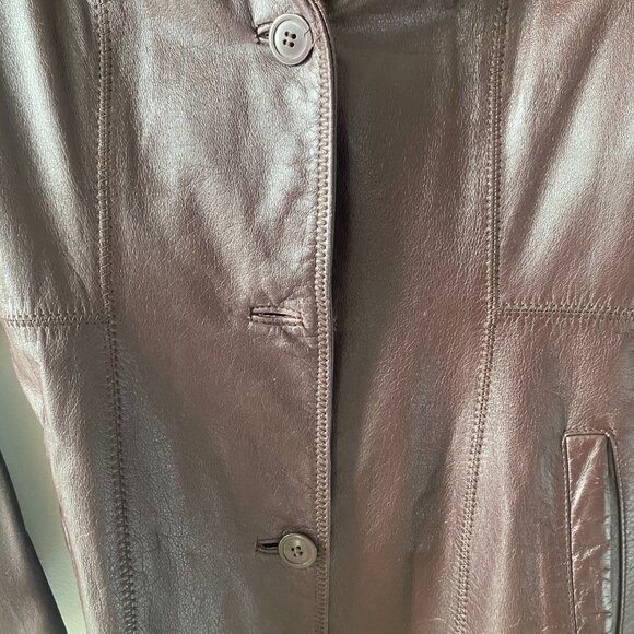 Vintage Danier Brown Leather Trench Coat - Picture 3 of 6